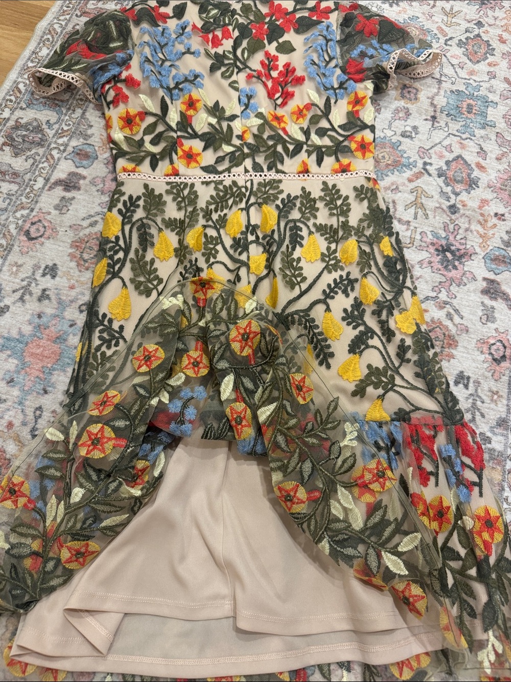 Tahari ASL Embroidery & Crochet A-Line Dress Size 4 - Picture 6 of 12